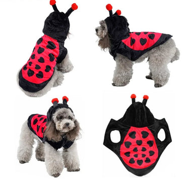 Ladybug Dog Costumes Pet Halloween Cosplay Hoodies Adorable Ladybird Cat Costume Animal Fleece Warm Outfits Clothes, Gift For Pet 78